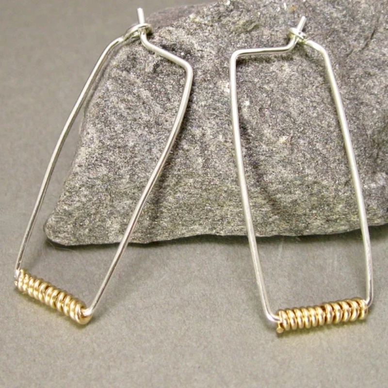 Women's Geometric Square Hollow Pendant Earrings, Handmade